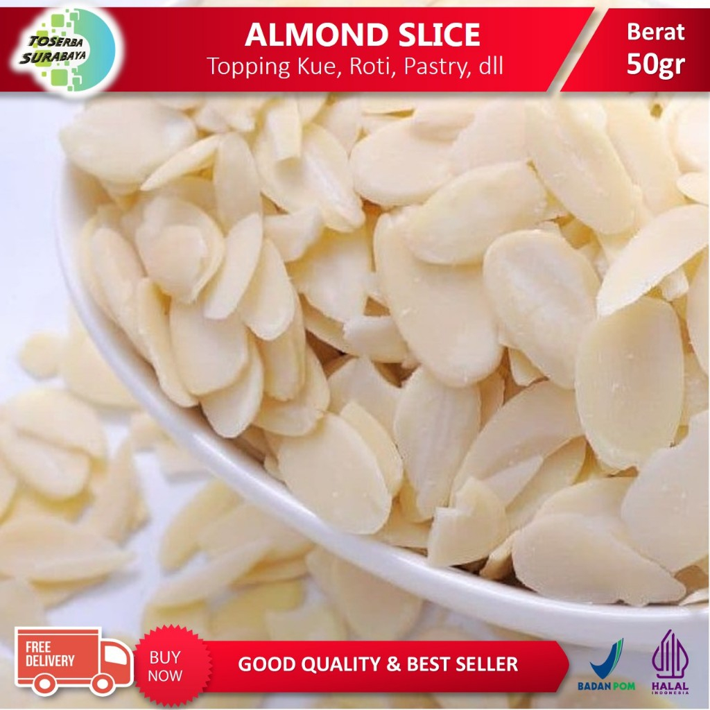 

ALMOND Slice 50gr BEST PRODUCT / Kacang Almond Slice MENTAH (FREE Packaging With Cup)