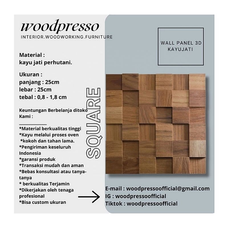 Wall panel kayu jati / panel dinding kayu jati / wood panel kayu jati square
