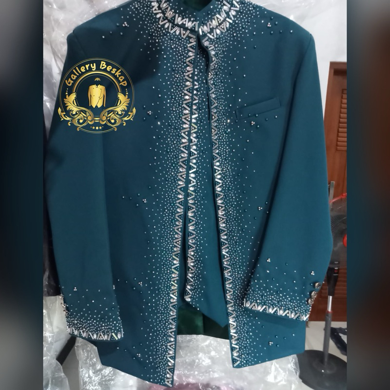 Basofi pengantin warna emerald / beskap muslim/ baju pengantin pria