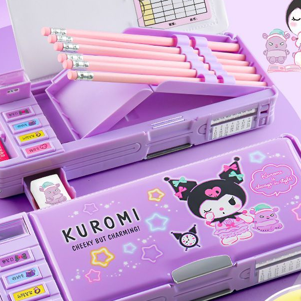 

✁Kotak alat tulis Kulomi gadis Sanrio Melody tas pensil anak-anak siswa sekolah dasar multi-fungsi kotak pensil kunci kata sandi