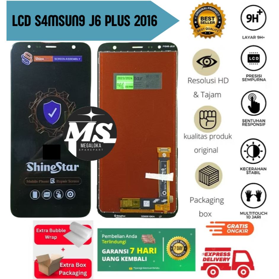 LCD + TOUCHSCREEN SAMSUNG J6 PLUS (2016) SHINE STAR GRATIS LEM DAN OBENG