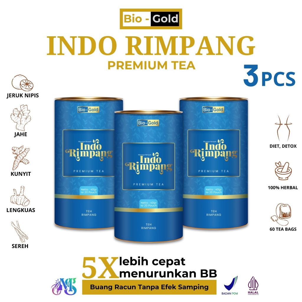 

Paket 3 Pcs Teh Indo Rimpang - Teh Herbal 100% Bahan Alami Melangsingkan Badan - Teh Diet Detox