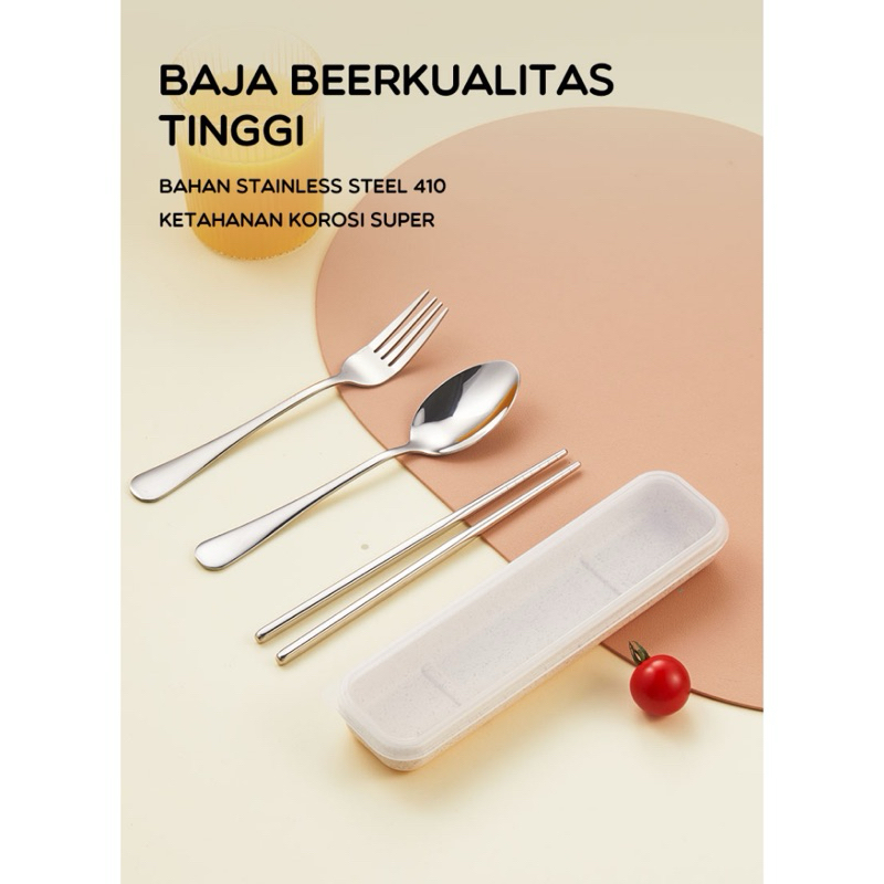Miniso x Bonbox Tableware set / alat makan set  sumpit sendok garpu paket