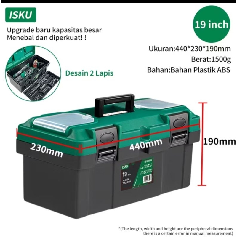 ISKU TOOL BOX besar varian size lengkap tool box peralatan perkakas 19"