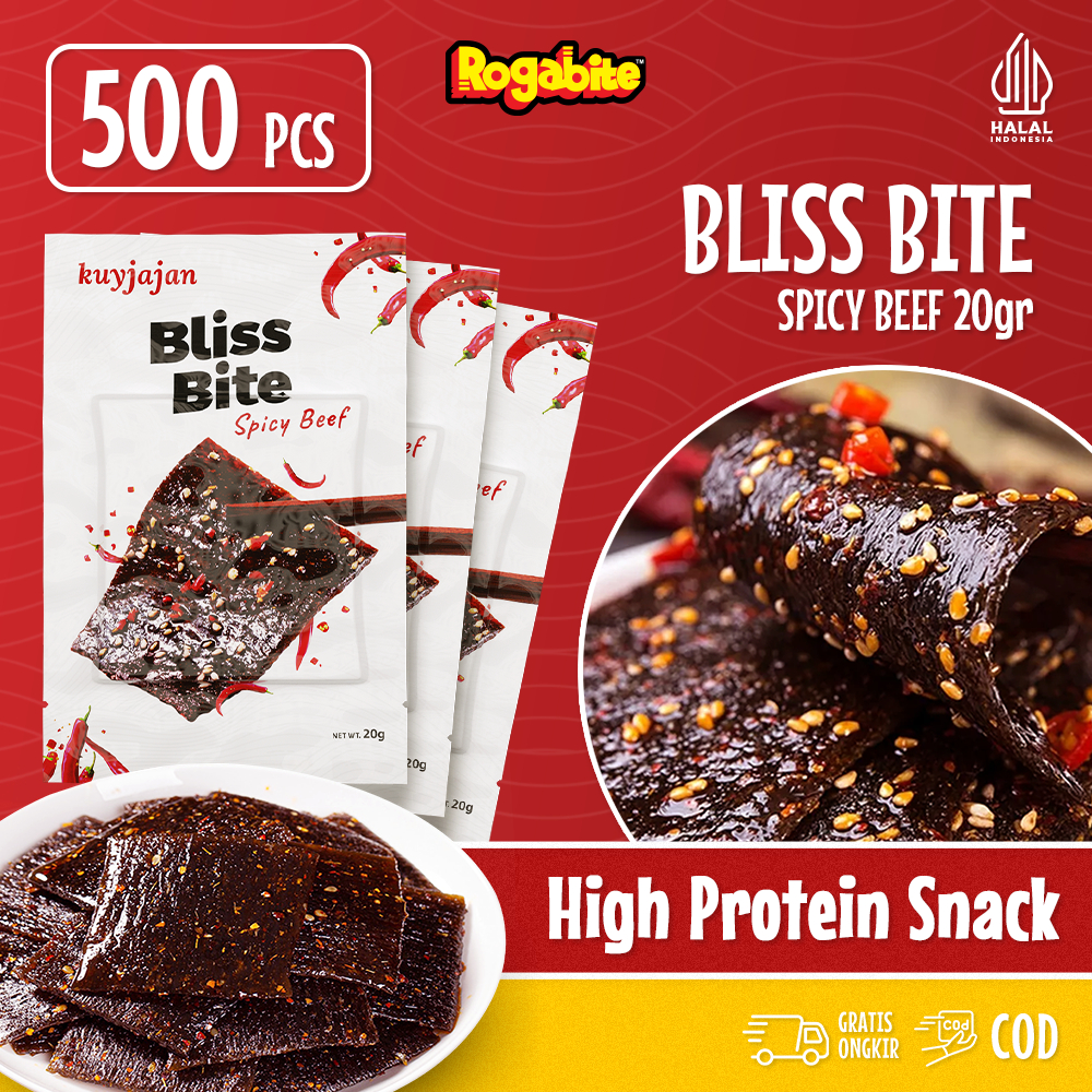

Rogabite - [Halal] [500-1000pcs] Snack Bliss Bite Spicy Beef 20gr Food Camilan Dendeng