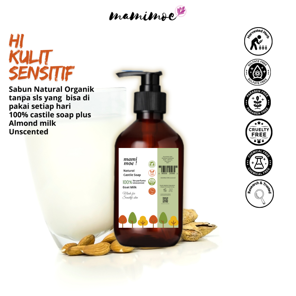 Mamimoe The Greatest Musk Brightening Body Wash Castile Soap with Almond Milk | Sabun Mandi Cair Pen