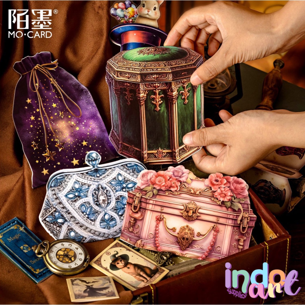 

(IAS) B2 - Mo Card Material Paper Journaling Alice Wonderland Boroque Style Circus Style Vintage Magician 15 sheets