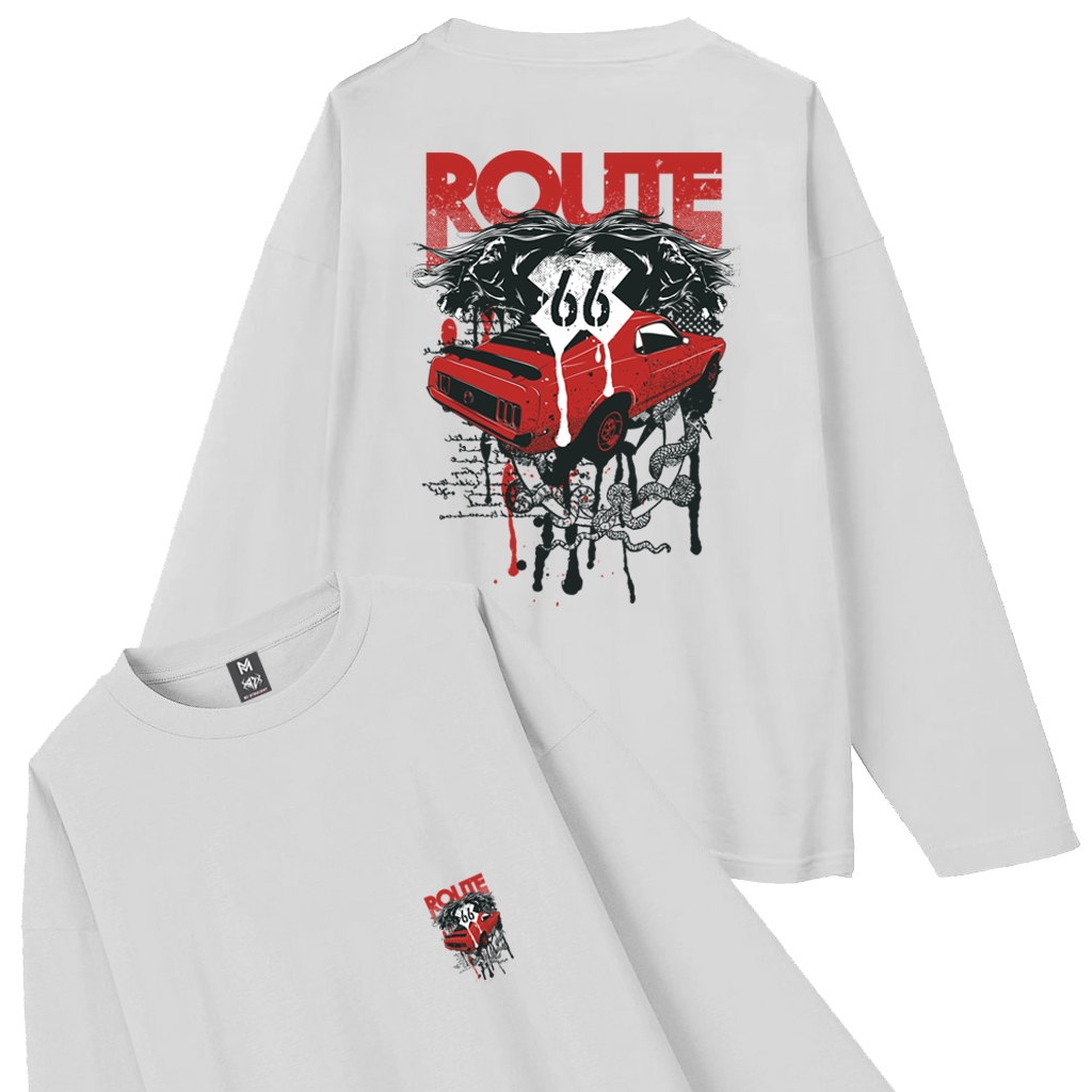 Rz Straight - T-Shirt Kaos Lengan Panjang Route 66 Quality Unisex