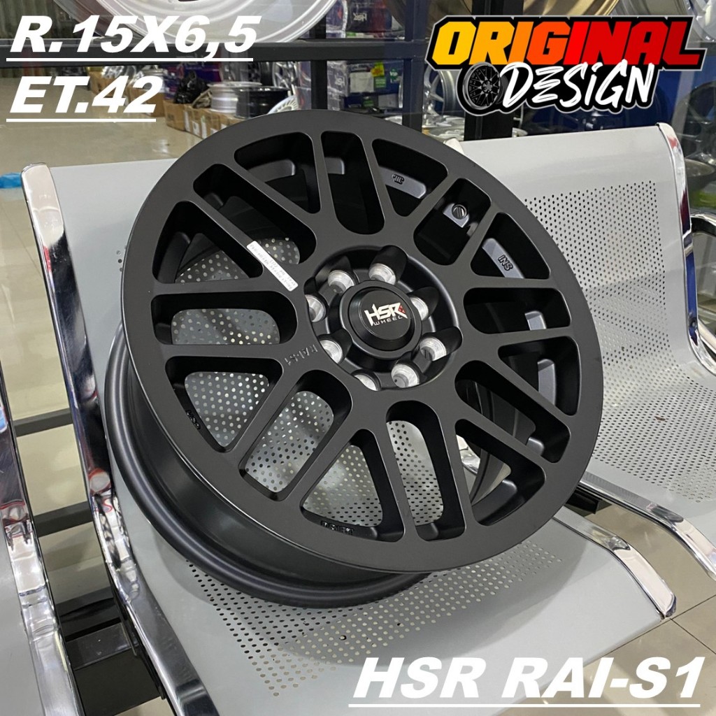 Velg mobil brio, avanza, yaris, ring 15 HSR RAI S1 R15 warna hitam lubang 4