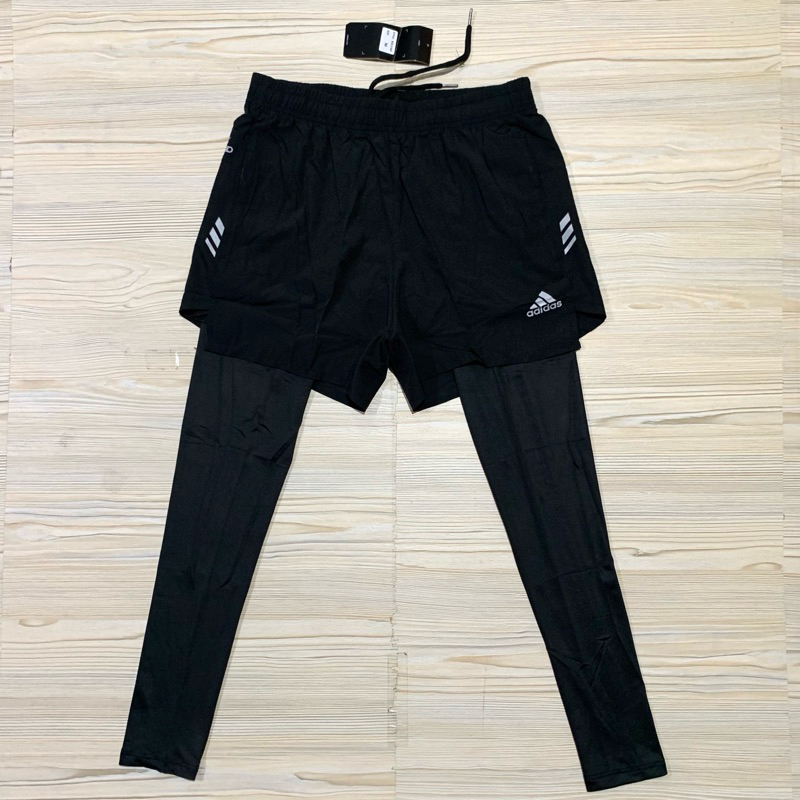 CELANA PENDEK ADIDAS PARASUT MICRO LEGGING PANJANG IMPORT PRIA WANITA OLAHRAGA RUNNING DOUBLE LAYERS