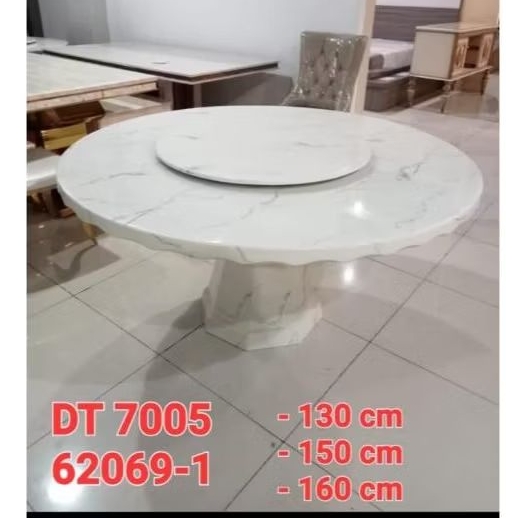 Meja Makan Marmer Bulat Import diameter 130cm - full marmer - Lengkap Putaran - Only meja