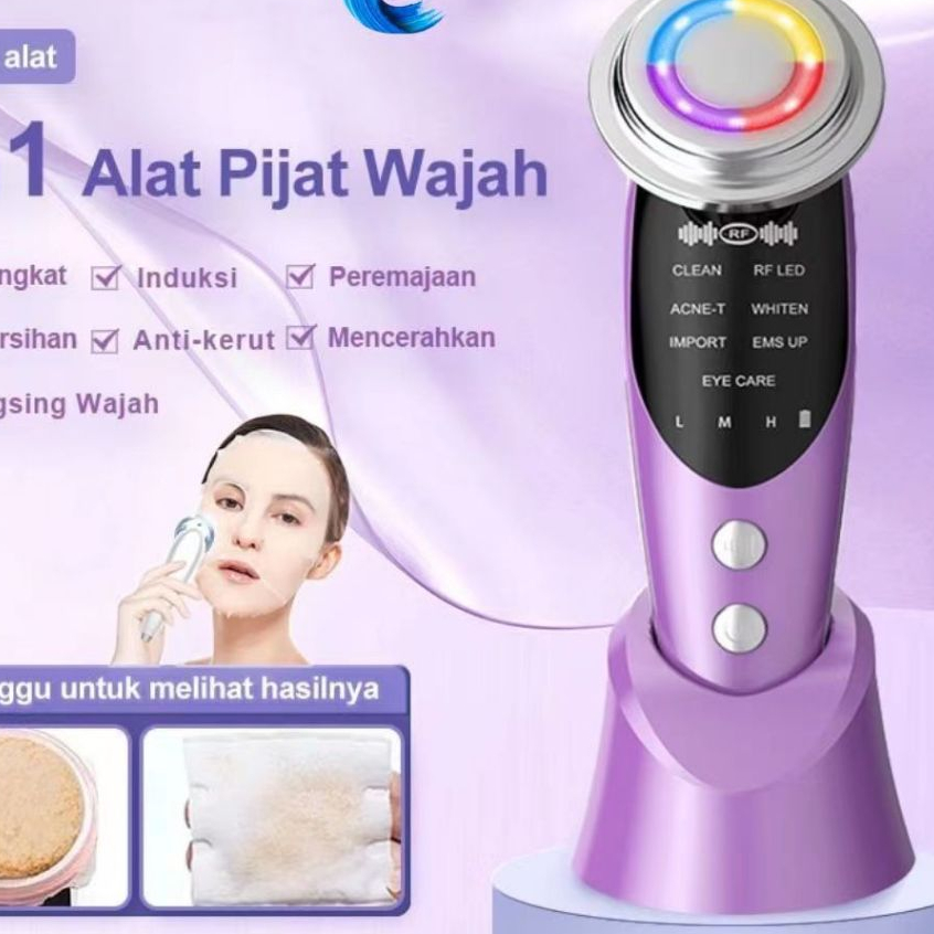 7in1Alat Setrika V Shape Thin Face Lifting Wajah Pemijat Pemutih Wajah Facial Anti Aging Sheet Maske