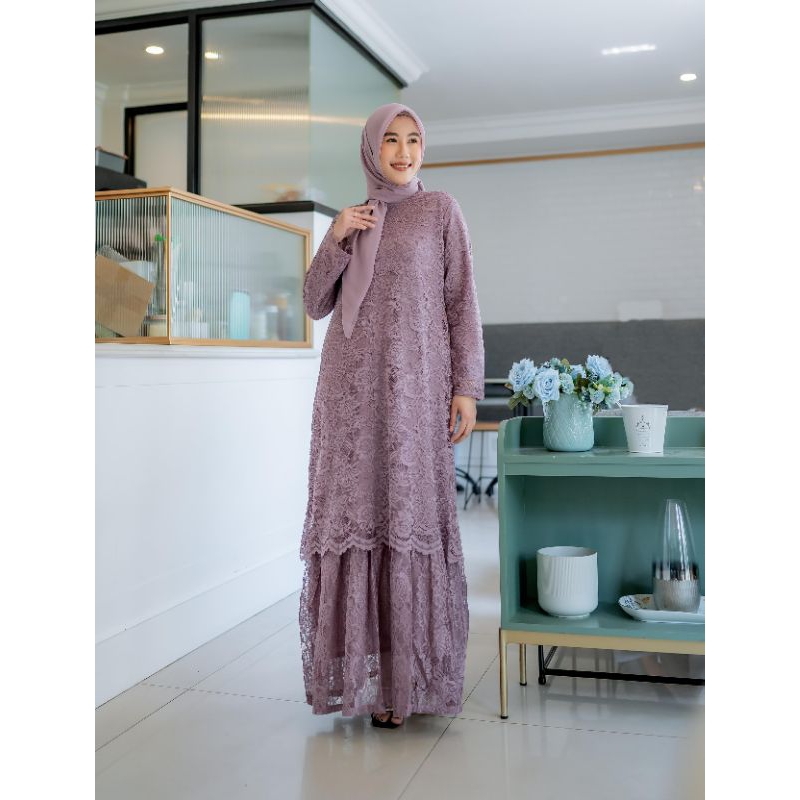 MODEL TERBARU GAMIS BROKAT MELAYU/GAMIS MODEL TINGAKAT/GAMIS SERAGAM PESTA KEKINIAN