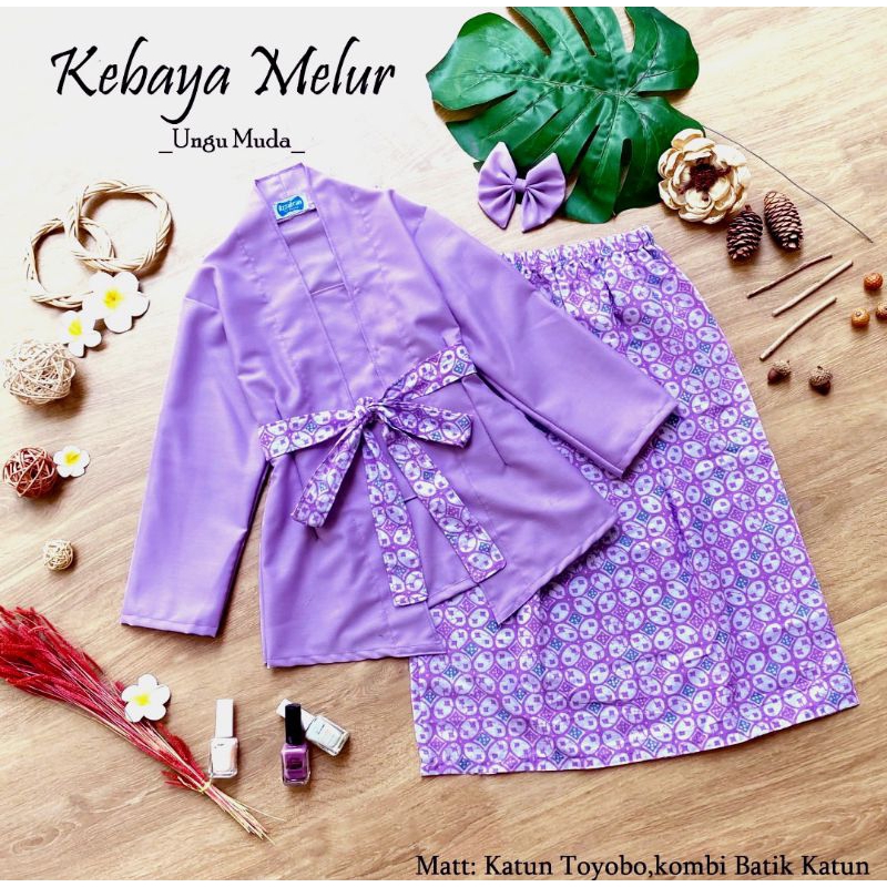 KEBAYA MELUR NEWBORN/BAYI/ANAK/KEBAYA ADAT ANAK/KEBAYA MODERN ANAK WARNA LILAC ATAU UNGU MUDA