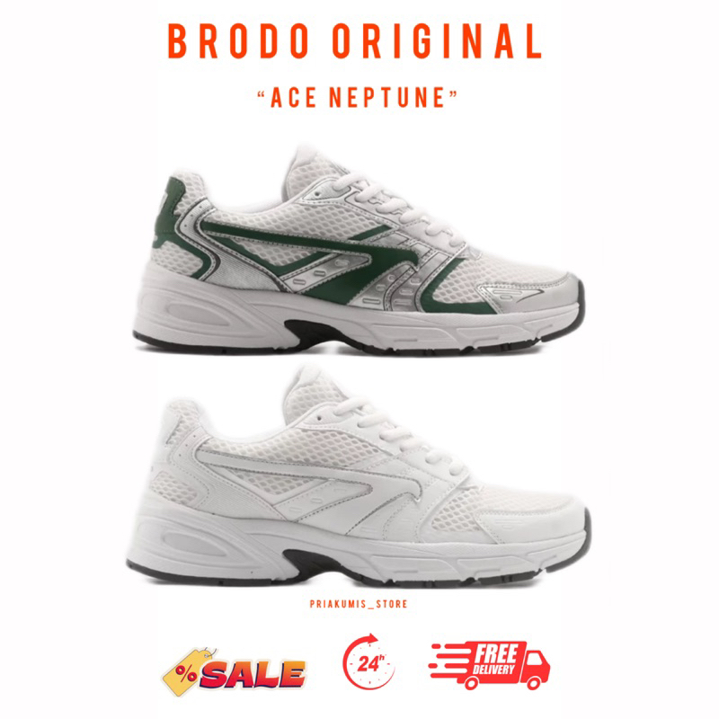 BRODO - Ace Neptune Sepatu Putih Pria | Sneakers Pria | Sepatu Cowok