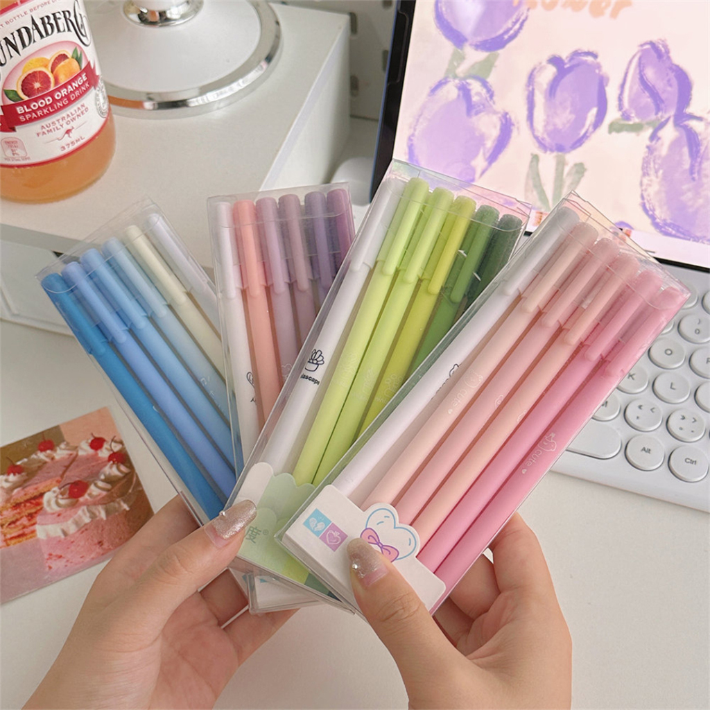 

Pena Rainbow Perlengkapan Sekolah / Pulpen Gel 6IN1 Motif Polos Warna Pastel Gaya Korea / Alat Tulis