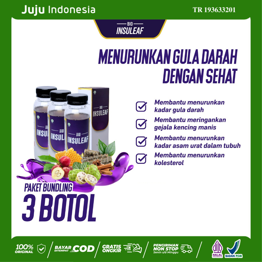 

Bio Insuleaf 3 Botol Obat Herbal Sembuhkan Kencing Manis 250ml