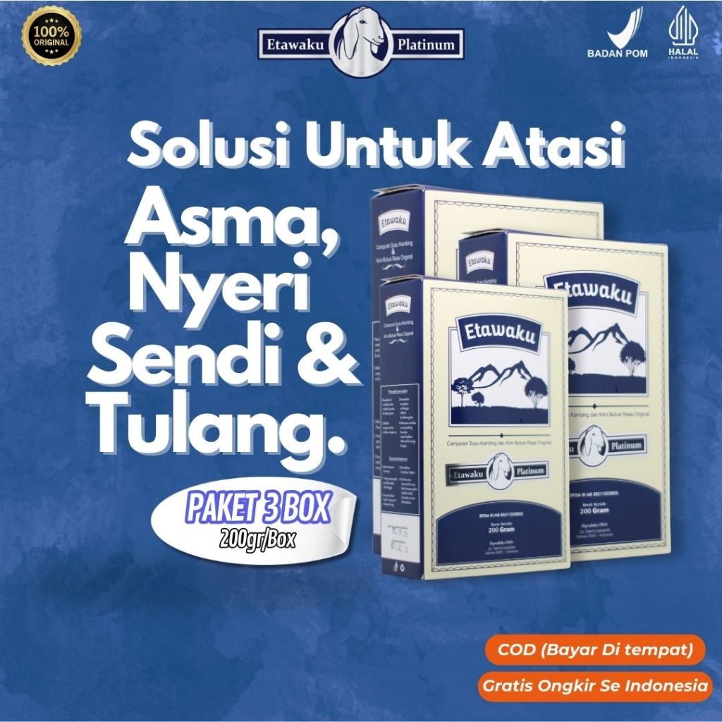 

Etawaku Platinum - Susu Kambing Murni Atasi Nyeri Sendi & Tulang Original 3 Box