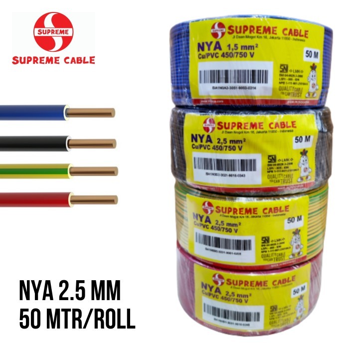 Kabel Listrik NYA 1 x 2.5mm Supreme Tunggal Roll (50M )