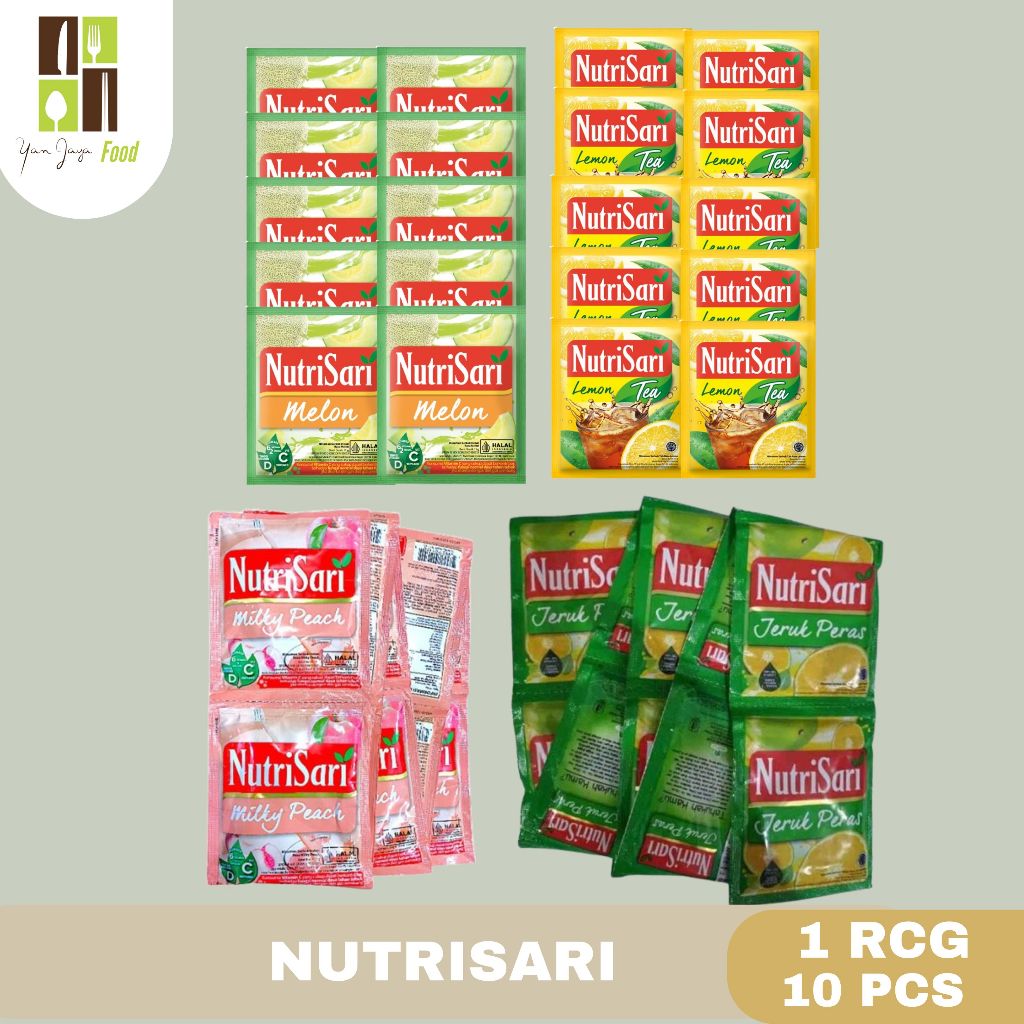 

Nutrisari Minuman Serbuk / Instan / Seduh / Jeruk Peras / Lemon Tea / Milky Peach / Melon 1 RCG/10PCS