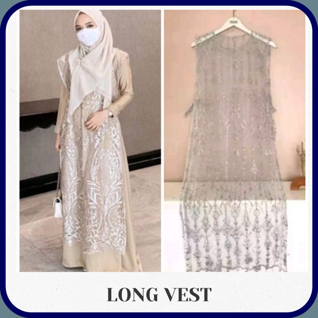 long vest outer brokat LONG VAST PANJANG TERLARIS Cardigan panjang premium tile tille