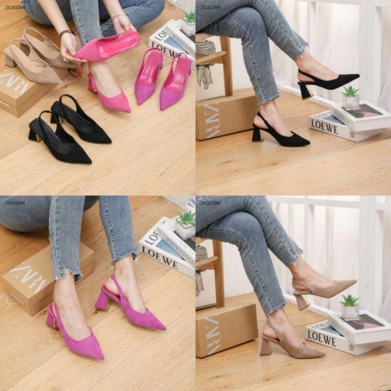 sepatu pesta import wanita heels 6 cm ZARA