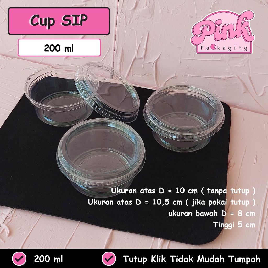 Cup Puding Puyo 200 ml / Cup Dessert Gelas Jelly Agar Agar / Cup SIP Tutup KLIK Rapat