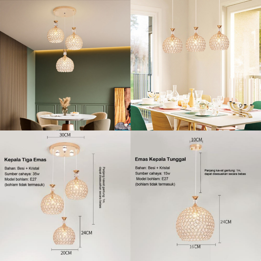 Lampu Gantung Minimalis Kristal Lampu Plafon Minimalis Kamar Tidur Modern Lampu Gantung Kamar Cup