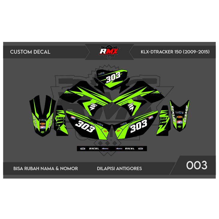 DECAL STICKER KLX 150 S/L (003) DEKAL STIKER DTRACKER 150 LAMA FULLBODY 2009 2010 2011 2012 2013 201