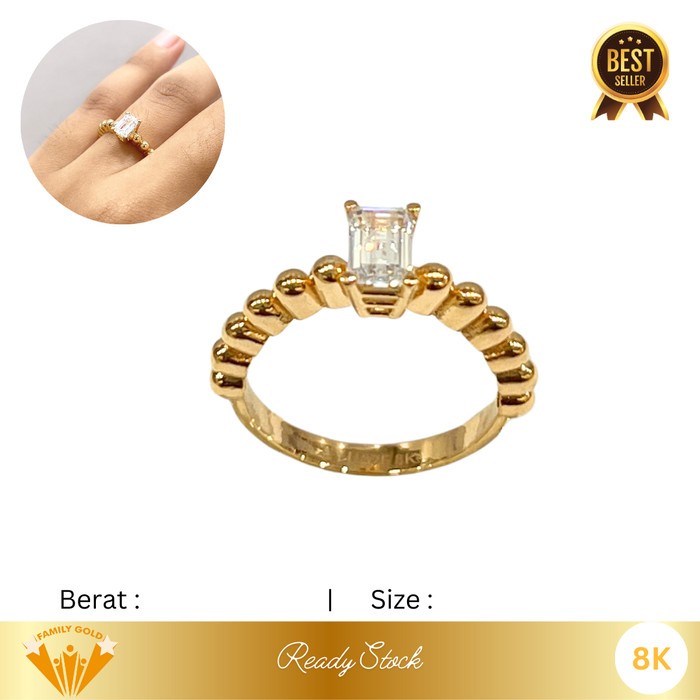 Cincin Emas Kadar 8K Model Solitaire Pepper Cuse Family Gold