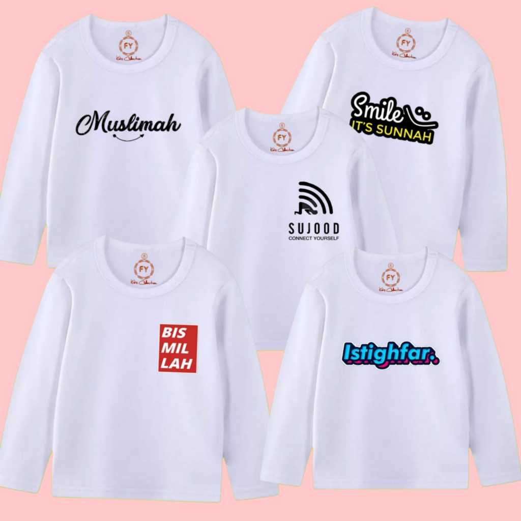 Atasan Kaos Lengan Panjang Kaos Anak Perempuan Lengan Panjang Motif Islami