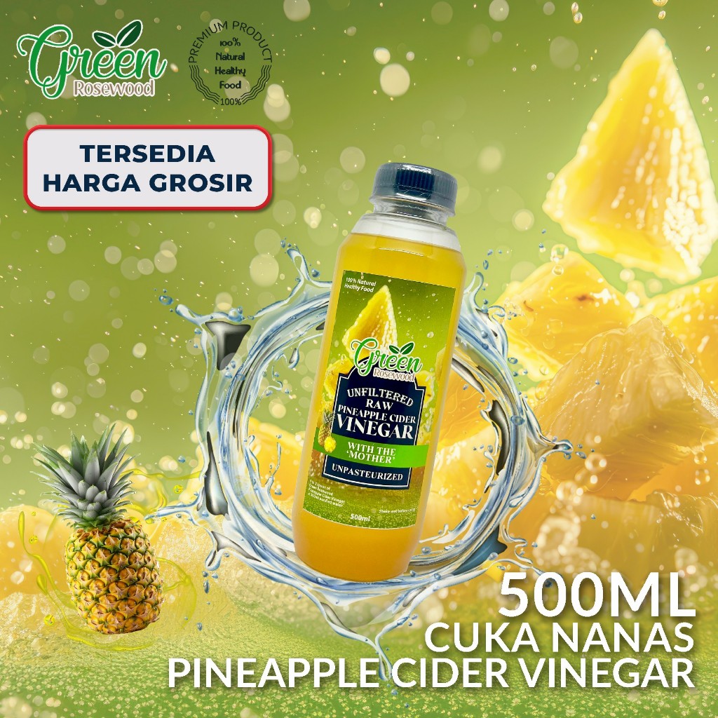 

CUKA NANAS GREEN ROSEWOOD 500ML / CUKA NANAS PREMIUM WITH MOTHER 500 ML - PINEAPPLE CIDER VINEGAR 500ML (BOTOL PLASTIK)