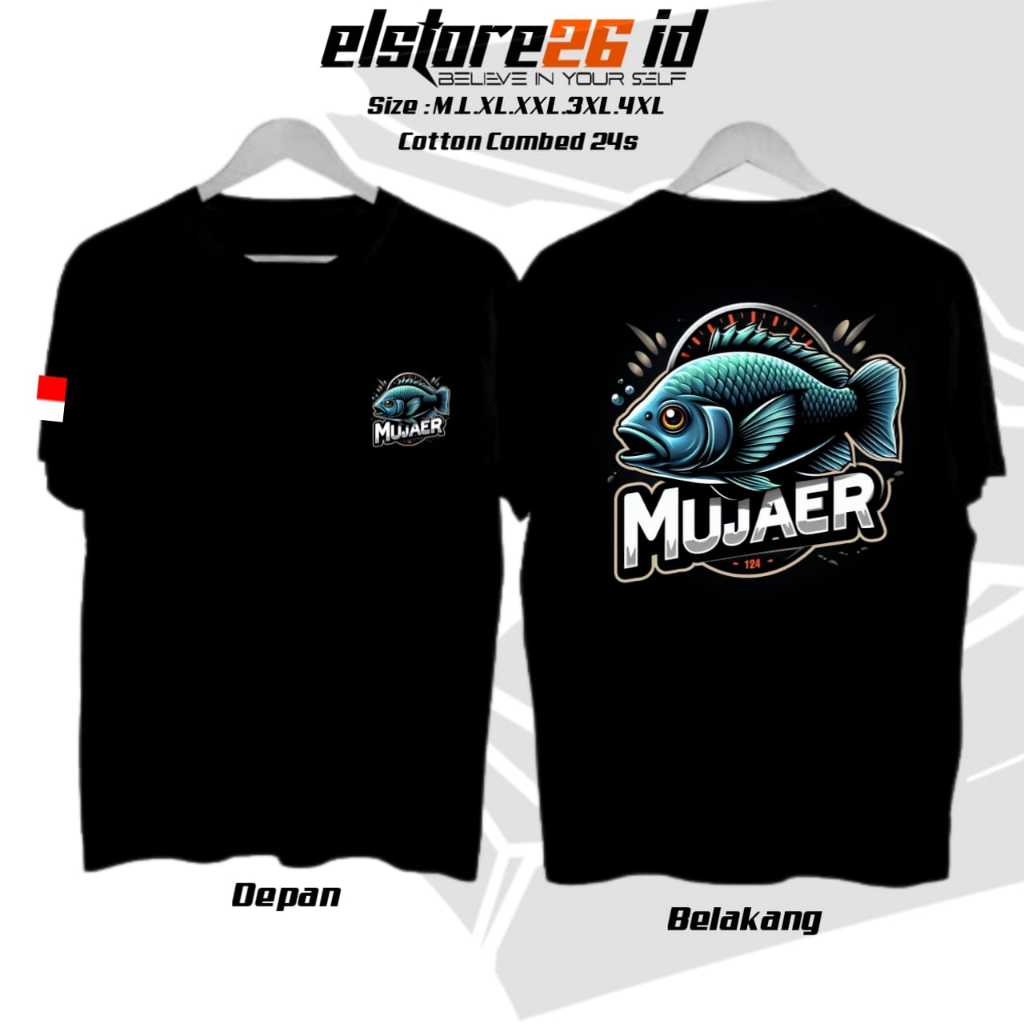 ELSTR26 TSHIRT DISTRO gambar ikan mujaer/nila | KAOS KATUN COMBED 24S | BAJU KEREN GAMBAR 3D | PAKAI