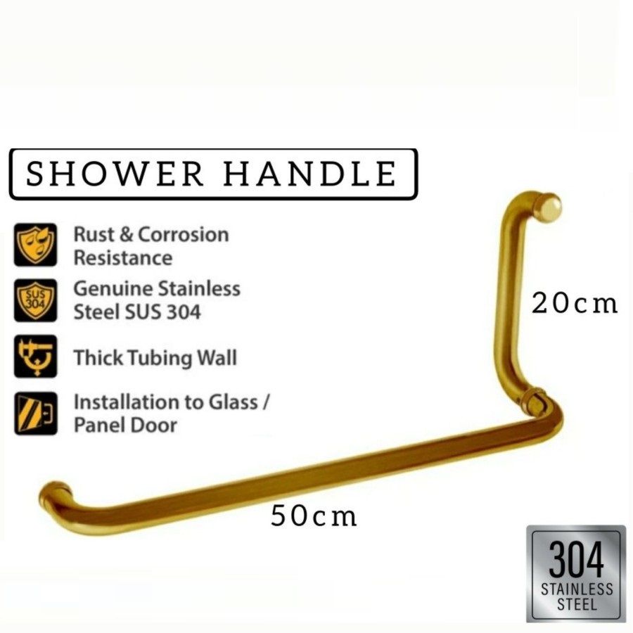 HANDLE SHOWER GOLD PULL HANDLE GOLD GAGANG PINTU KACA KAMAR MANDI GOLD
