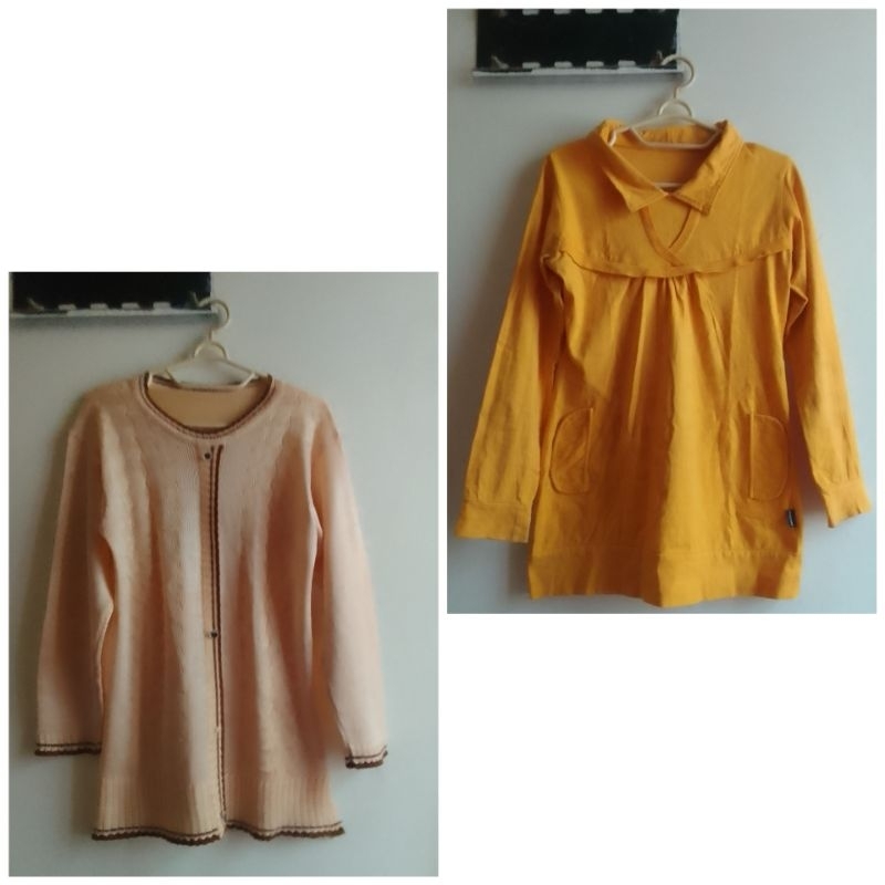 blus preloved atasan kemeja kaos coklat cream kuning mustard Sisters