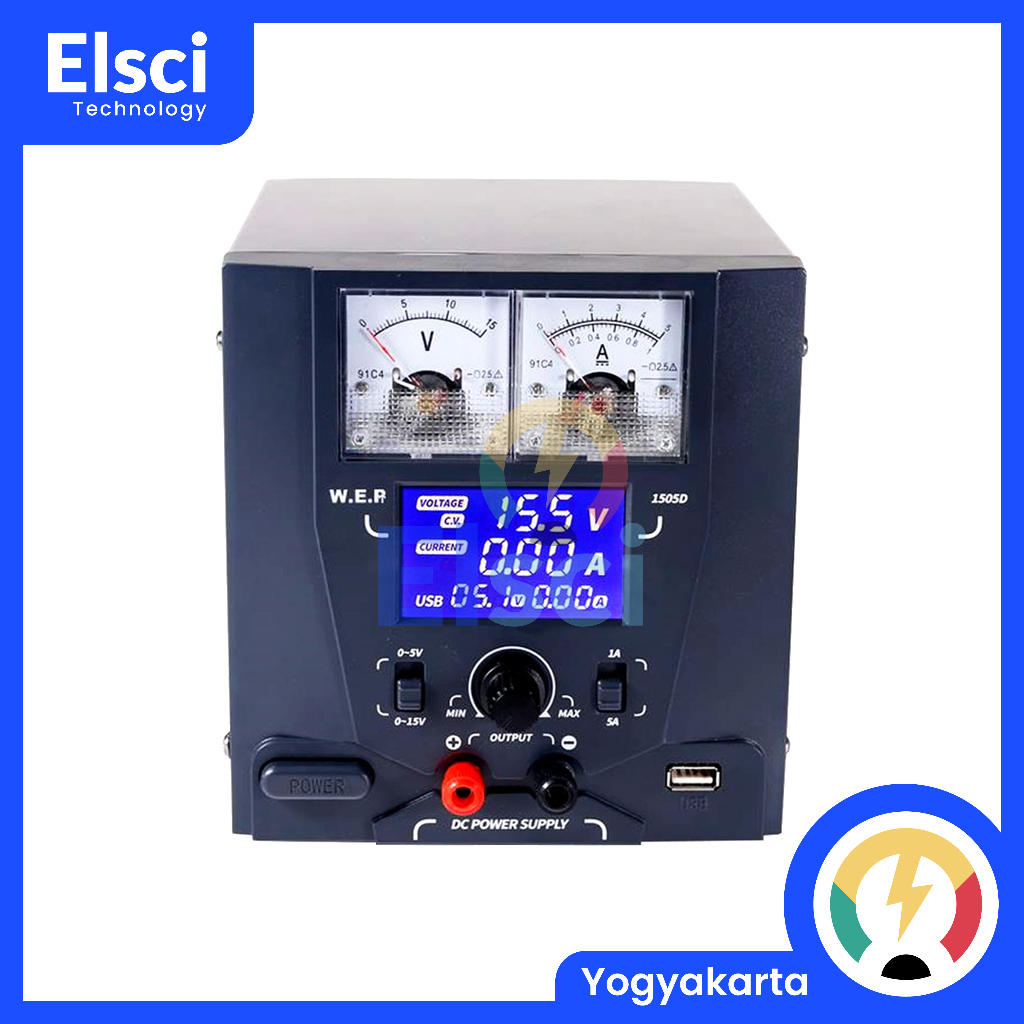 WEP 1505D DC Power Supply Adjustable 15V 5A Laboratorium