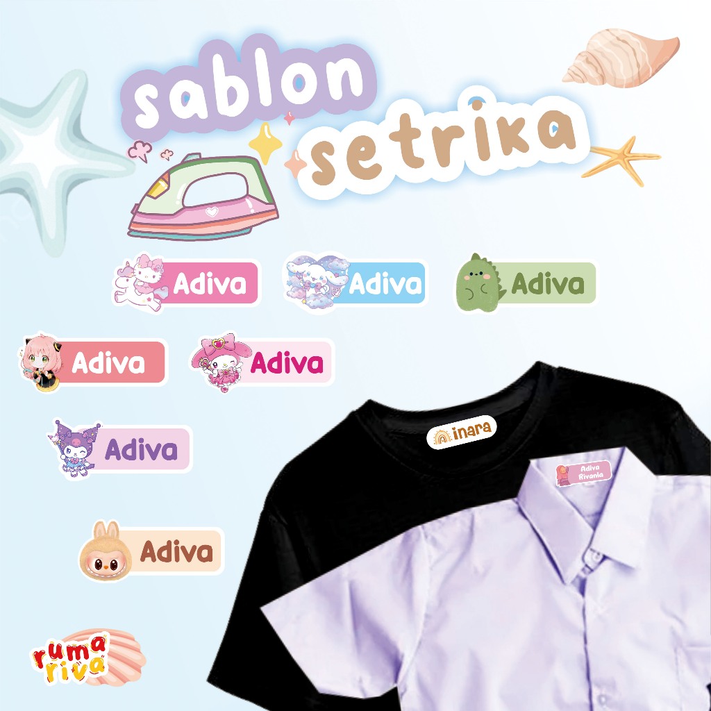 

STIKER LABEL NAMA KAIN ◽ STIKER BAJU ◽ SABLON SETRIKA ◽ DTF ◽ STIKER KAIN ◽ LABUBU KUROMI SANRIO MELODY