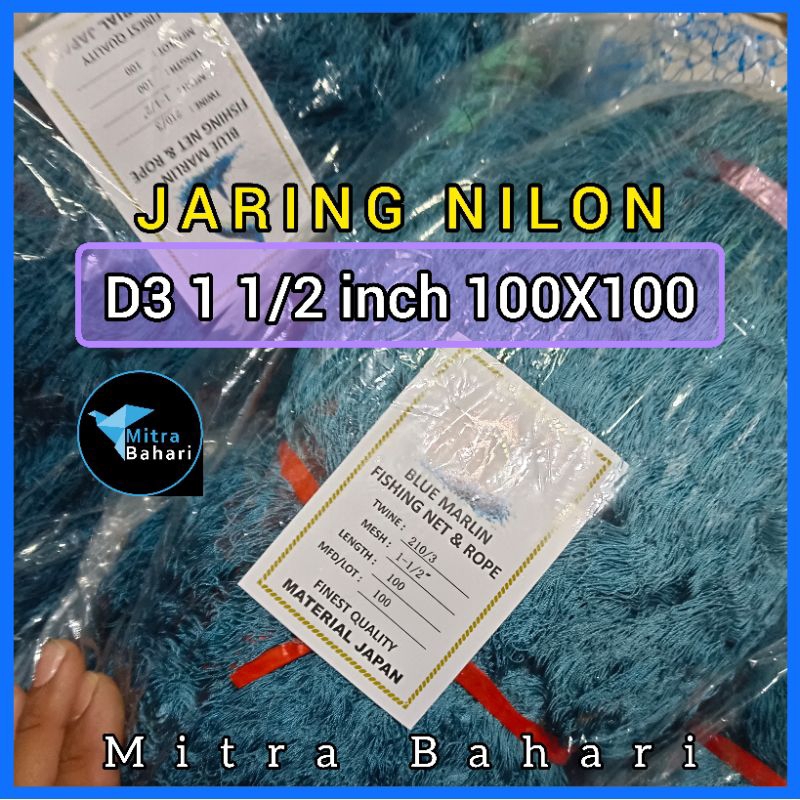 Jaring nylon D3 1 1/2 inch 100x100 | jaring ikan nilon