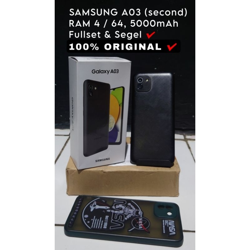 HP seken second bekas murah fullset HP SAMSUNG GALAXY A03 RAM 4/62 (second) 100% Segel