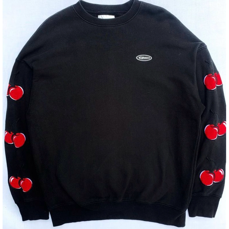 Kirsh crewneck cn hitam black sweater sweatshirt cherry spell out