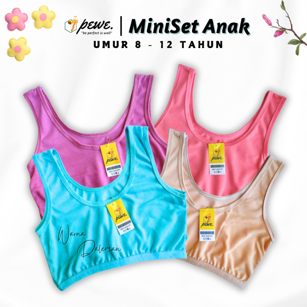 6 Pcs Mini Set Anak Perempuan SD Miniset Bra Anak Step 1 Rayon Spandex Polos