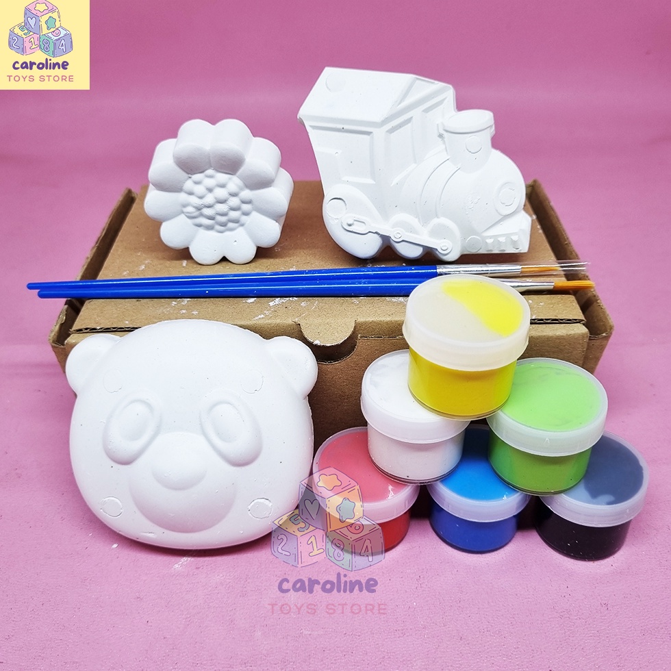 

ART Y7D5 Paket Lukis Gypsum Anak Paket Lengkap Lukis Anak Free Cat Air dan Kuas