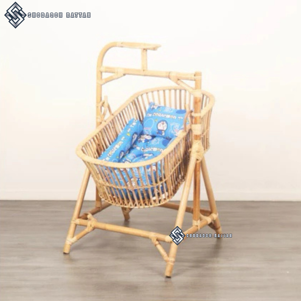 ghk Keranjang Ayunan Bayi Rotan Dengan Kasur / Tempat Tidur Bayi Rotan Minimalis