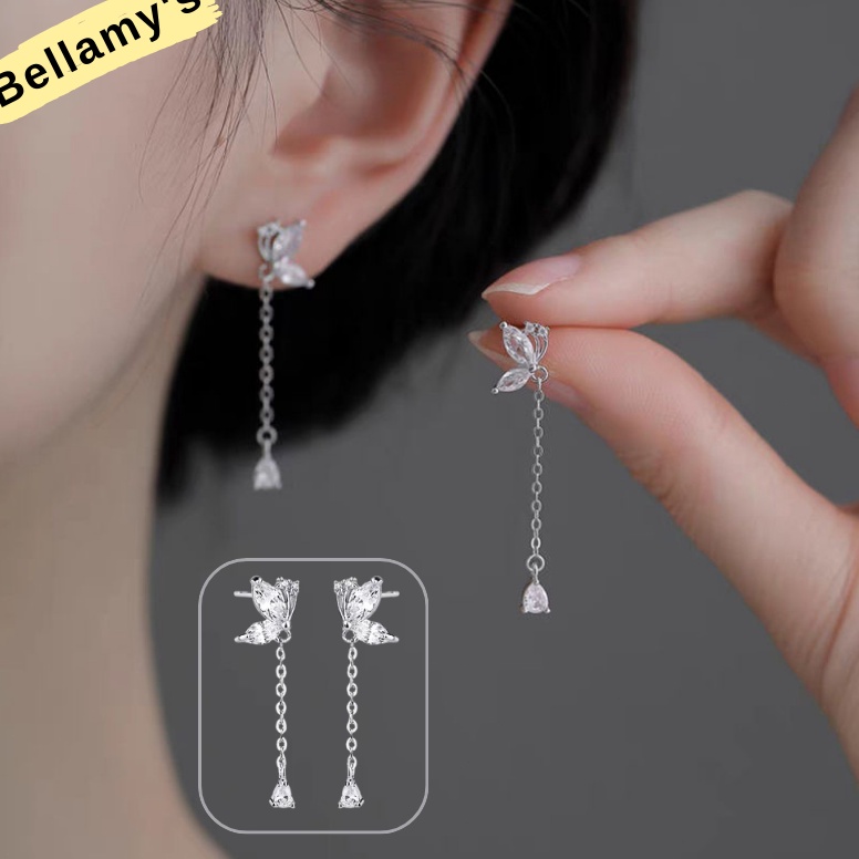 Toko Spesial COD  Anting Kupukupu Diamond Earrings Rumbai Drop Earrings Retro French Temperamen Inda
