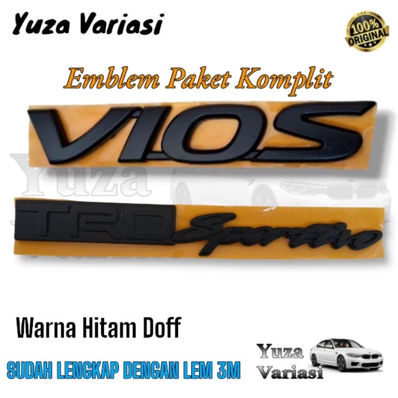 Emblem Tulisan Vios Trd Sportivo Hitam Doff Original Toyota Vios // Emblem Tulisan Vios Trd Sportivo