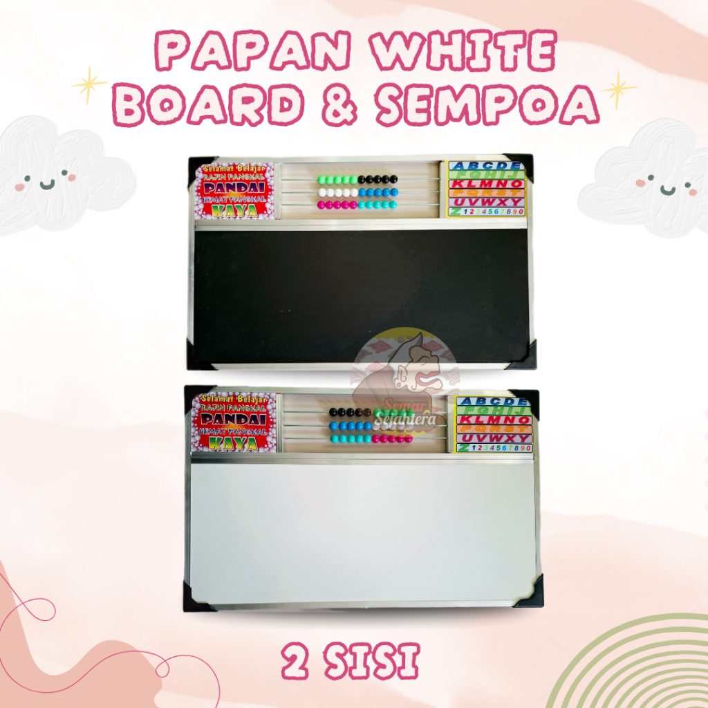 

[PCS] PAPAN TULIS ANAK EDUKASI 2 SISI WHITEBOARD DAN BLACKBOARD 30X50 DAN SEMPOA
