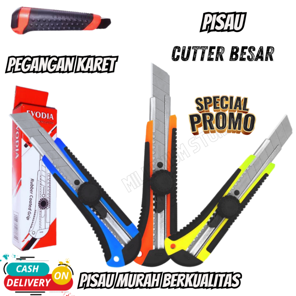 

(PROMO 1 PCS) Pisau cutter besar murah bagus isi 1 pcs / Pisau Cutter, Kater, Cutter Knife besar / Pisau Cutter Besar Model Putar dan Geser/ Cod/ Duta Gemilang