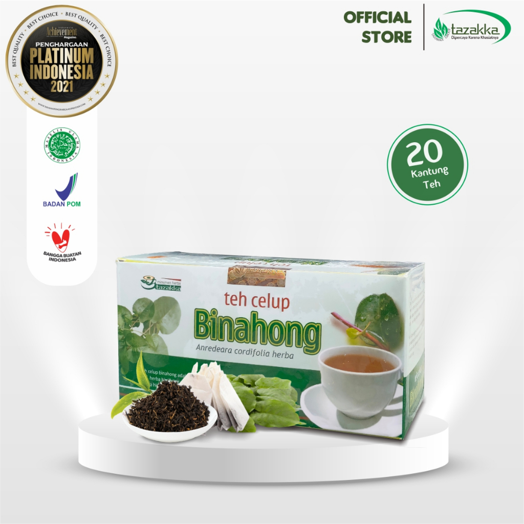 

Teh Celup Daun Binahong Minuman Kesehatan Obat Herbal Asam Lambung Tazakka Original 20 Kantung.