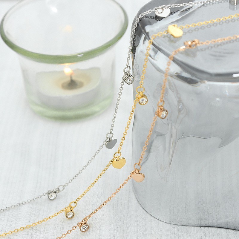 DYRA Kalung Rantai Wanita Titanium Motif Hati Blink Banyak KL0069