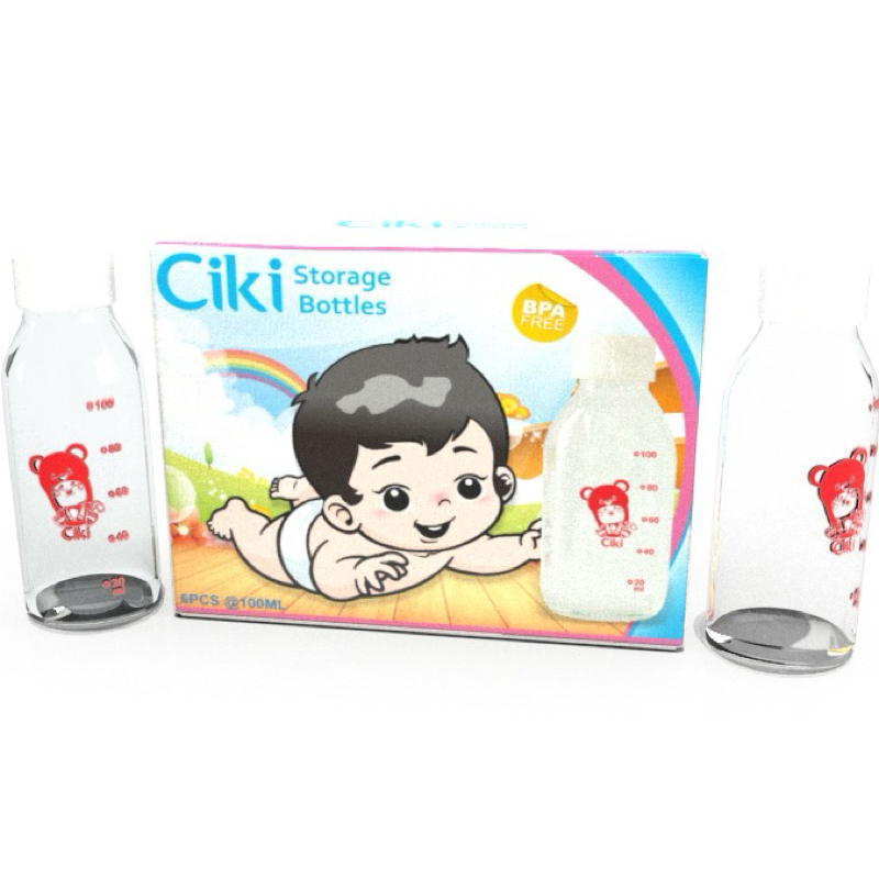 Botol Kaca ASI Ciki 100ml Tutup putih ulir - Botol Penyimpan ASI Ibu Bahan KACA PREMIUM